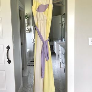 Women’s Summer Sleeveless Purple and Yellow Maxi